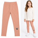 Girls’ Peach Ribbed Leggings with Crown Detail 1033790 - 6–7 Years