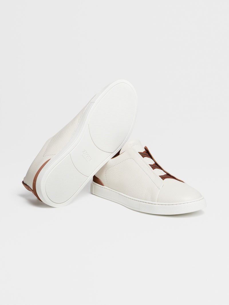 Off White Deerskin Triple Stitch Sneakers Z1000 - TUZZUT Qatar Online Shopping