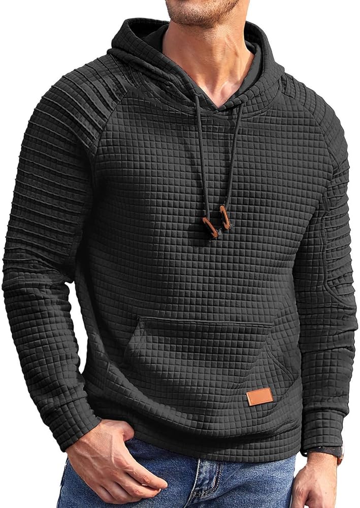 Men's Waffle Pattern Sweatshirt with Hood 135641 Men's Waffle Pattern Sweatshirt with Hood 135641