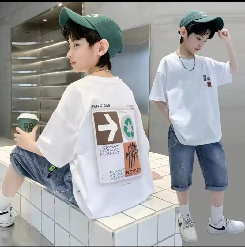 Boys Short Sleeve Tshirt +Denim Trouser 10-11 Y 1717257 - TUZZUT Qatar Online Shopping