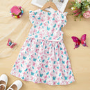 Toddler Girls Butterfly Print Ruffle Trim Belted Dress   1550829 - TUZZUT Qatar Online Shopping