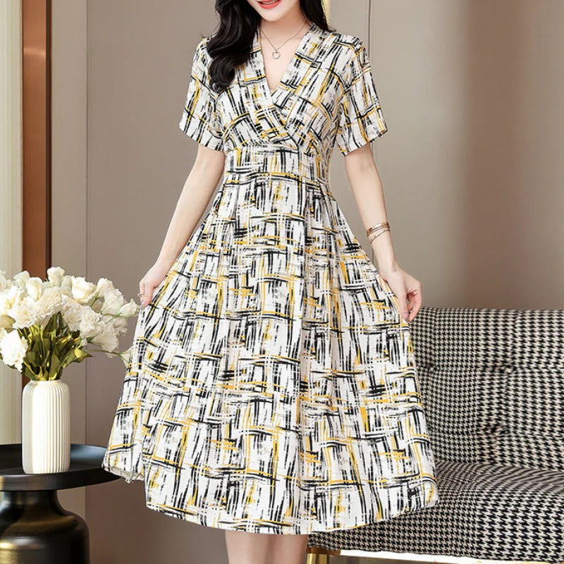 Women's Knee Length Short Sleeve Tea Dresses Size M 432195