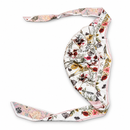 Women's White Floral Print Satin-Look Headscarf with Pink Border
