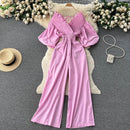 Women's Solid Color Jumpsuit 427952 - TUZZUT Qatar Online Shopping