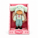 24cm Kids Cute Mint Green Fluffy Animal Outfit Doll with Striped Pants – 3 Years+