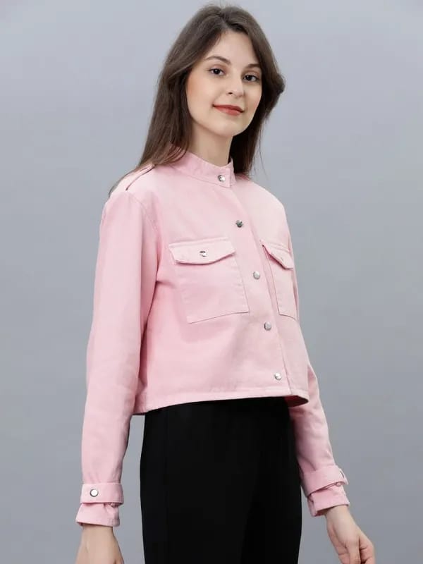 Tokyo Talkies Women Pink Denim Jacket Jackets B203079 Tokyo Talkies Women Pink Denim Jacket Jackets B203079