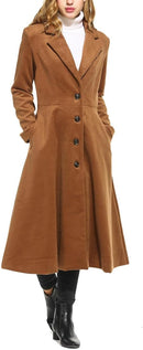 Women Long Trench Coat Single Breasted Casual Swing Coat Overcoat Wool Pea Coat   B135557 - TUZZUT Qatar Online Shopping