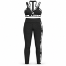 Women’s Black Textured Sports Bra & High-Waist Leggings Set - XL