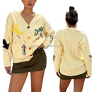 Fashion sheep wool autumn winter with colors buttons women knitted v-neck sweater S4798748 - Tuzzut.com Qatar Online Shopping