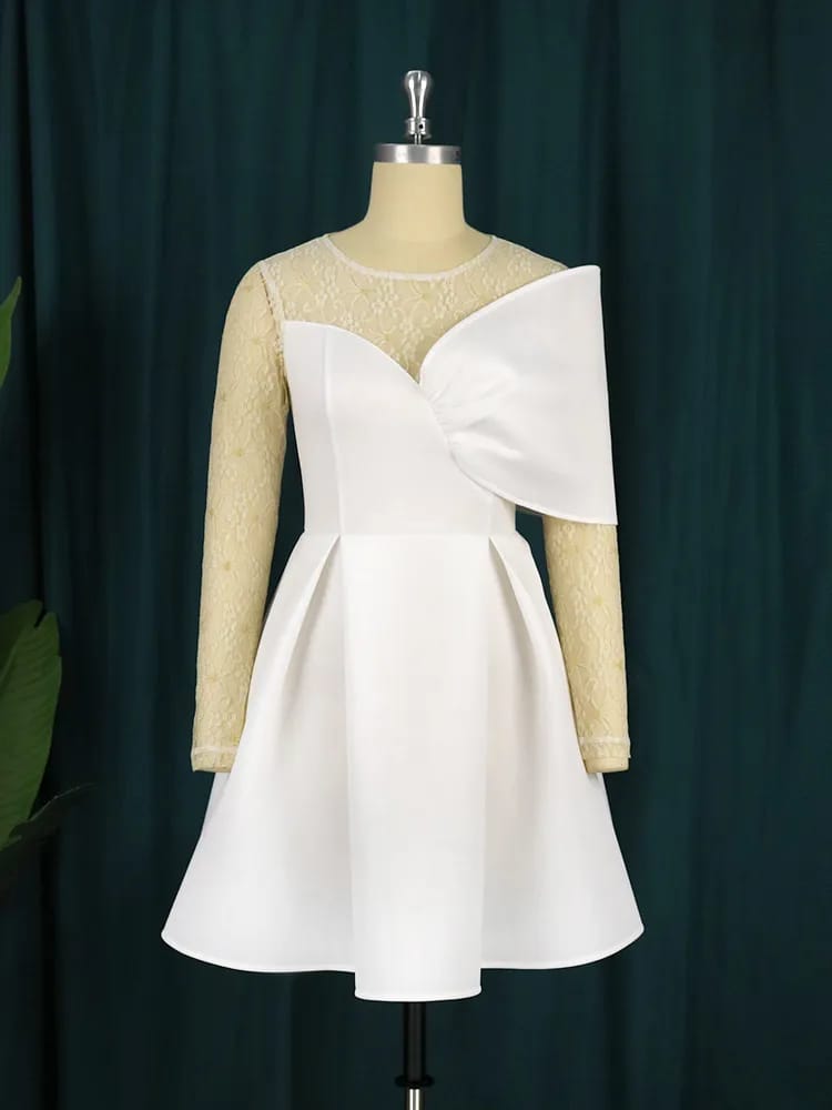 Party Dresses Women White Lace See Through Long Sleeve Tunics Swing Knee Dress African Ladies Birthday Occasion Event Gowns S664130 Party Dresses Women White Lace See Through Long Sleeve Tunics Swing Knee Dress African Ladies Birthday Occasion Event Gowns S664130