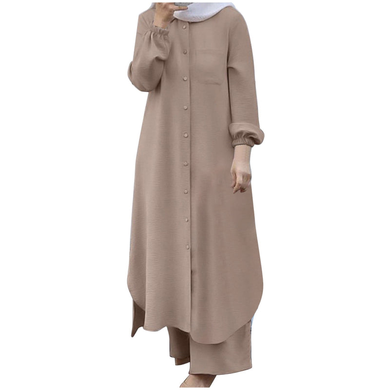 Women's Long Sleeve Shirt and Pants Casual Dress    002334008 - TUZZUT Qatar Online Shopping