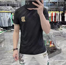 Men's Summer T-Shirt Casual Style Ice Silk Short Sleeves Round Neck T-Shirt Fashionable Letter Printed Design   S649720 - TUZZUT Qatar Online Shopping