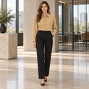 Camel Beige Long-Sleeve Button-Up Shirt with Chest Pocket MC-A41