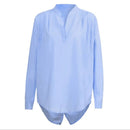 Women Shirts Blouses Fashion Solid Color Long Sleeve Pleated 3XL S4609220 - Tuzzut.com Qatar Online Shopping