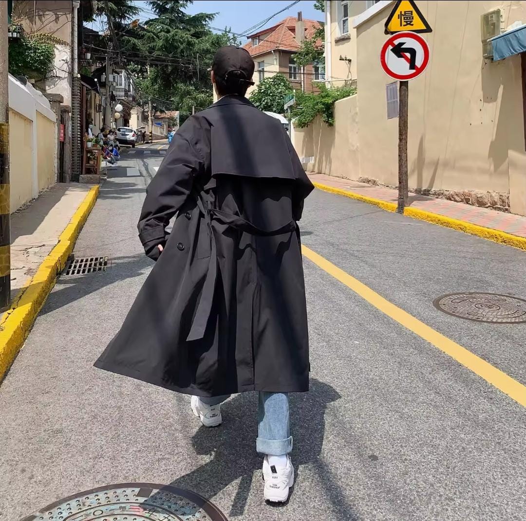 Spring Autumn Trench Coat Clothes Long Korean Fashion Double Breasted Windbreaker Student Loose Overcoat B-35321 Spring Autumn Trench Coat Clothes Long Korean Fashion Double Breasted Windbreaker Student Loose Overcoat B-35321