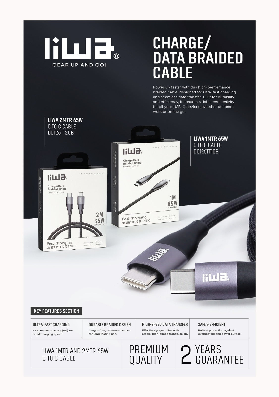 Liwa Type C To C Cable 1M 65W DC126TT10B Liwa Type C To C Cable 1M 65W DC126TT10B
