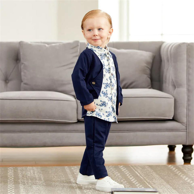 PatPat 2pcs Baby Boy Cotton Long-sleeve Faux-two Floral Print Top and Pants Set 3-6M 19597901