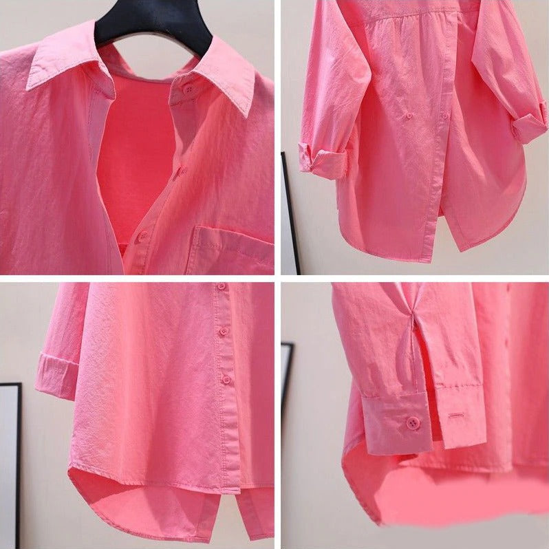 Women's Long Sleeve Solid Color Shirts & Blouses