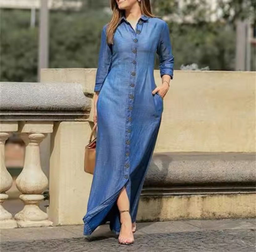 Elegant and Fashionable Women's Temperament Neutral Long Sleeved Dress 365606 M Elegant and Fashionable Women's Temperament Neutral Long Sleeved Dress 365606 M