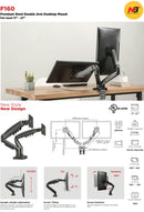Premium Dual Monitor Mechanical Gas Spring Monitor Arm -  SH F160 (Fits Most 17" ~ 27") - Tuzzut.com Qatar Online Shopping