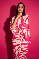 Miyake Pleated Fold Bat Sleeve Print Dress Women's New Temperament Plus Size V-neck Fashion Slim One Size Casual Dress S4609119 - Tuzzut.com Qatar Online Shopping