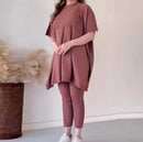Women's Casual 2 Piece Set Loose Tops and Knitted Pants Sets B193602 - TUZZUT Qatar Online Shopping
