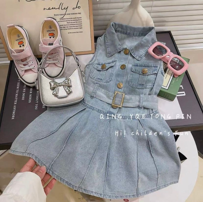 New Stylish Teenager Girls Jean Dress 540139 (100cm)