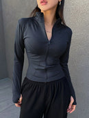 Women's Zipper Closure Slim Fit Jacket   S5114022 - TUZZUT Qatar Online Shopping