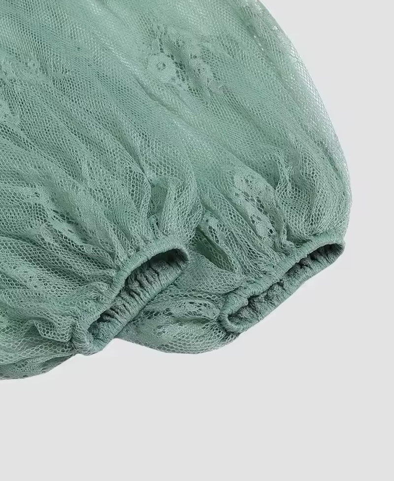 Women's Fordeal - Elegant Green V-Neck Lace Panel Dress    S5146241 - TUZZUT Qatar Online Shopping