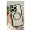 14 pro max Transparent Green Magnetic Ring Phone Case with Camera Protection MF 1952