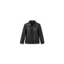 Size-M Men's Black Faux Leather Zip-Up Jacket with Chest Pockets MF1943