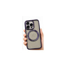 I Phone 14 pro Transparent Magnetic Ring Phone Case – Metallic Purple MF 1955