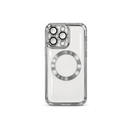 IP 14PRO Transparent Magnetic  Case with Silver Ring & Camera Protection MF 1993