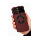 I Phone 14 pro Max Burgundy Magnetic Ring Phone Case with Camera Protection MF1958