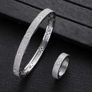 Flower Micro Zircon Stone Silver Bracelet Ring Set DN2111 - TUZZUT Qatar Online Shopping