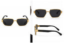 Unisex Gold Frame Geometric Sunglasses with Black Lenses MF 1946