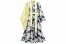 Women’s Abstract Print Maxi Dress with Pale Yellow Scarf - L