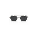 Unisex Silver Geometric Double-Bridge Sunglasses with Black Lenses  MF 1948