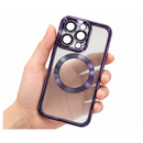 IP 14 PRO Transparent Magnetic Ring Case With Camera Protection – Metallic Purple MF 1975