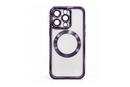 IP 14 PRO Transparent Magnetic Ring Case With Camera Protection – Metallic Purple MF 1975