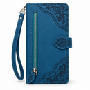 S23 ULTRA Women's fancy type Wallet Phone Case with Zipper Pocket & Wrist Strap – Blue MF 1979