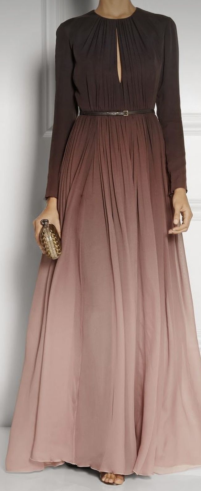 Women's  Round Neck, Full Sleeves Long Ombre Dress  141821 - TUZZUT Qatar Online Shopping