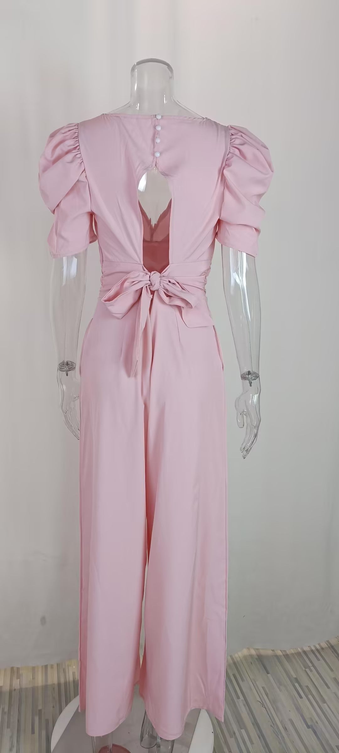 Women Casual Open Back Off Shoulder Jumpsuit B-57109 Women Casual Open Back Off Shoulder Jumpsuit B-57109
