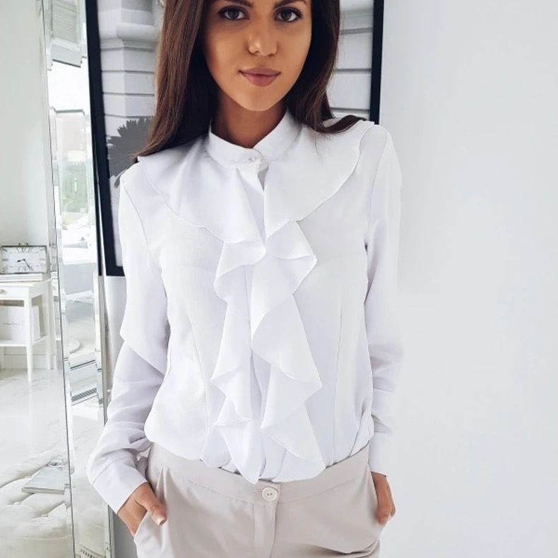 ZANZEA Long Sleeve Ruffled V-Neck Shirt S1229898 - Tuzzut.com Qatar Online Shopping