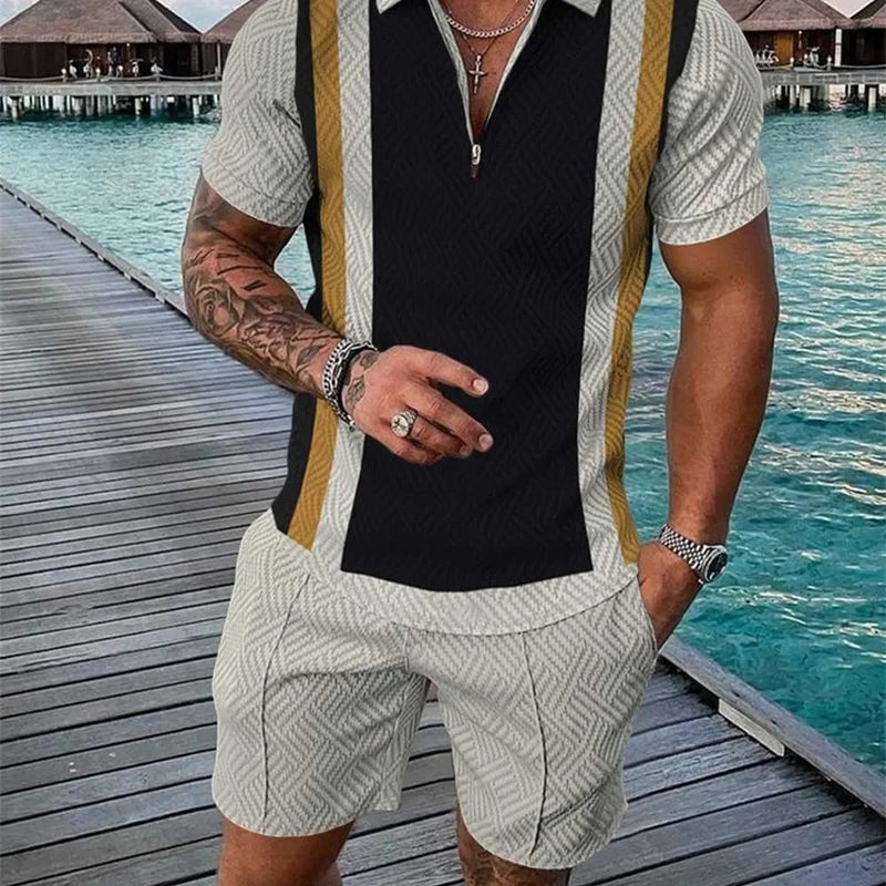 Fashion Men's Casual Tshirt Man Tracksuits Print short Sleeve Shirt Loose Suit For men Summer Hawaii Outfits Sets Two Piece Top and Shorts Set sweatshirt 2XL X4163136 - Tuzzut.com Qatar Onlin