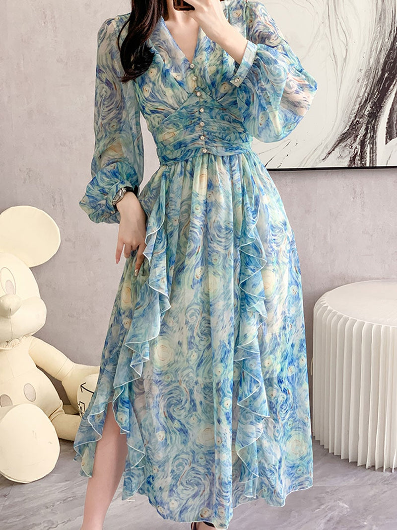 Women's Long Sleeve Tea Dresses M 533541