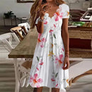 Simple Summer Dresses Womens Casual Floral Short Sleeve V Neck Flowy Flowing A Line Midi Dresses Plus Size Summer Dresses     S4984787 - TUZZUT Qatar Online Shopping