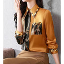 Women Korean New Patchwork Printed Satin L S4384919 - Tuzzut.com Qatar Online Shopping