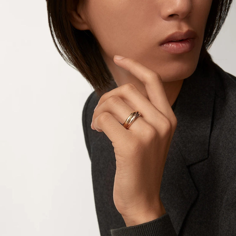 Trinity Ring Classic White Gold Rose Gold Yellow Gold DN2016 - TUZZUT Qatar Online Shopping