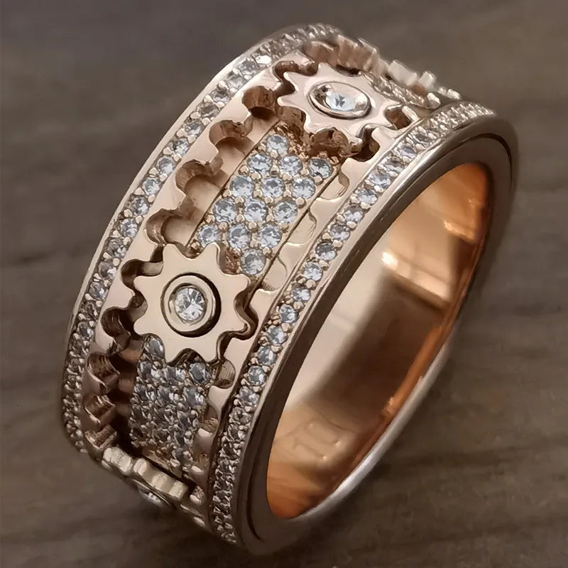 gear ring Ring With Crystal Diamond for Men and Women S4720120